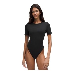 Lululemon Stretch Cotton Ribbed Short-Sleeve Bodysuit Black Size XS/4 NWT